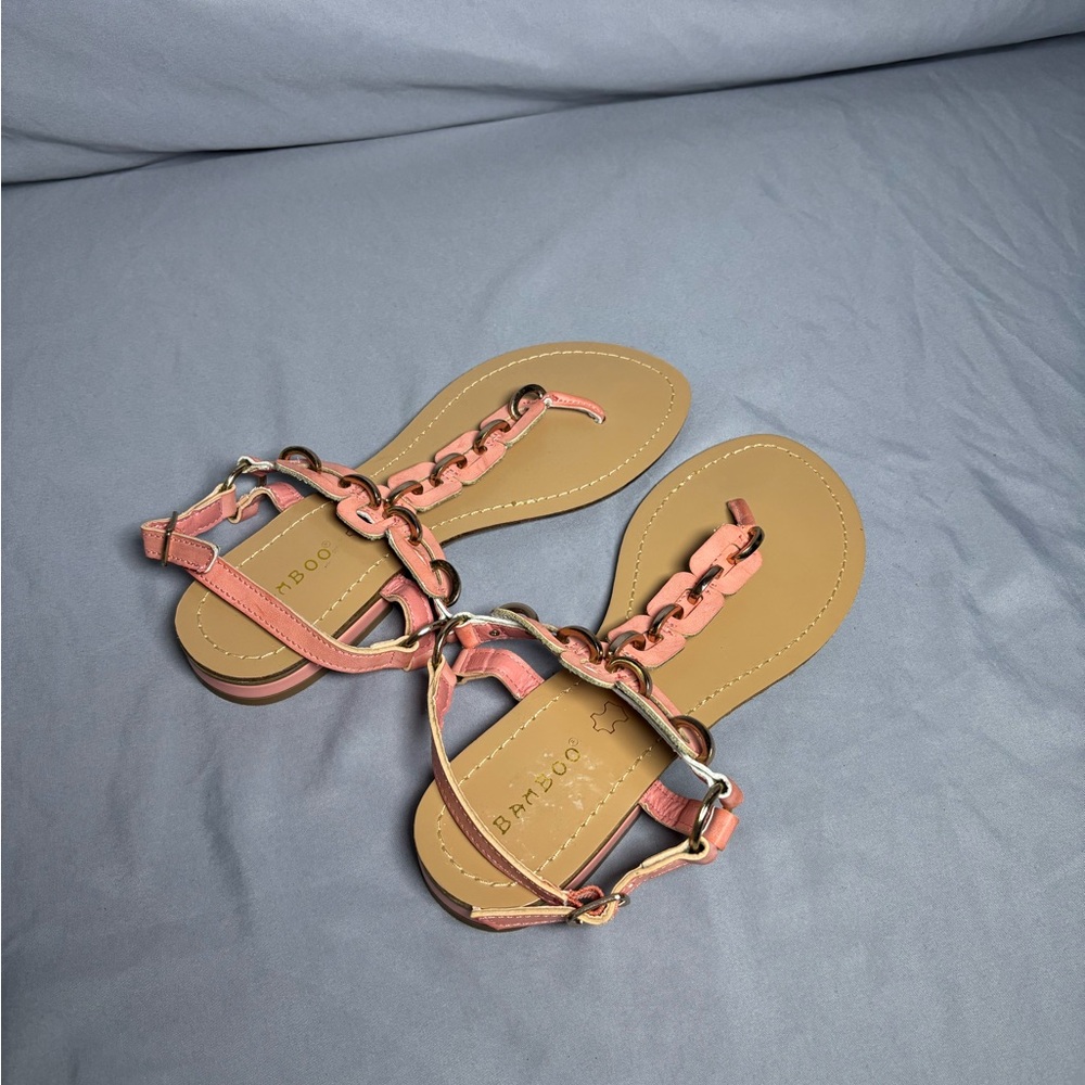 BAMBOO Pink and Tan Sandals